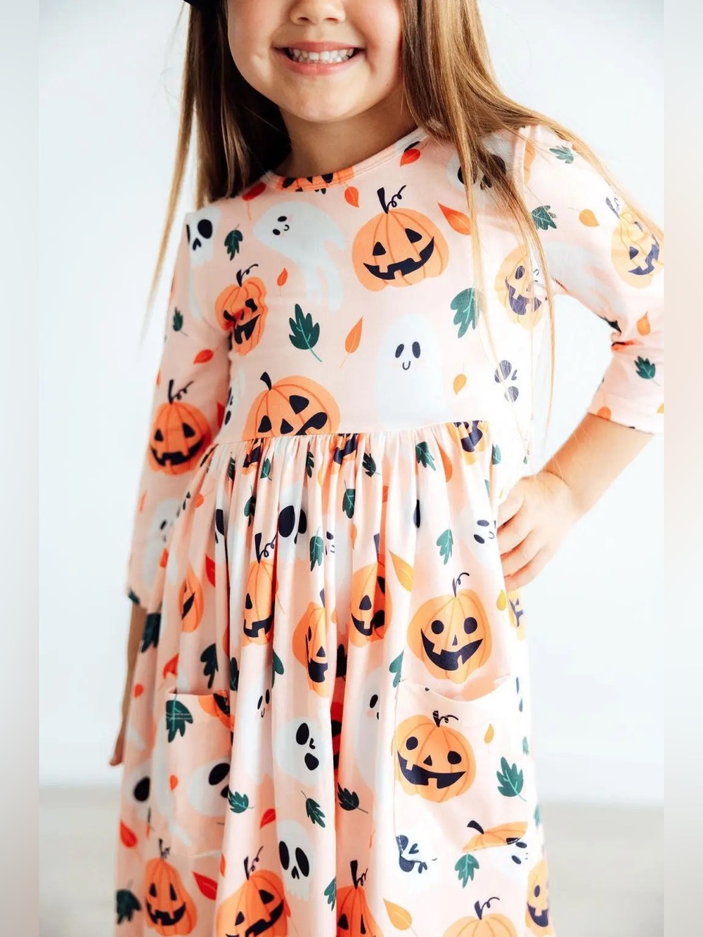 Mila & Rose Pumpkin Peekaboo HALLOWEEN 3/4 Sleeve Twirl Dress NWT Size 7/8